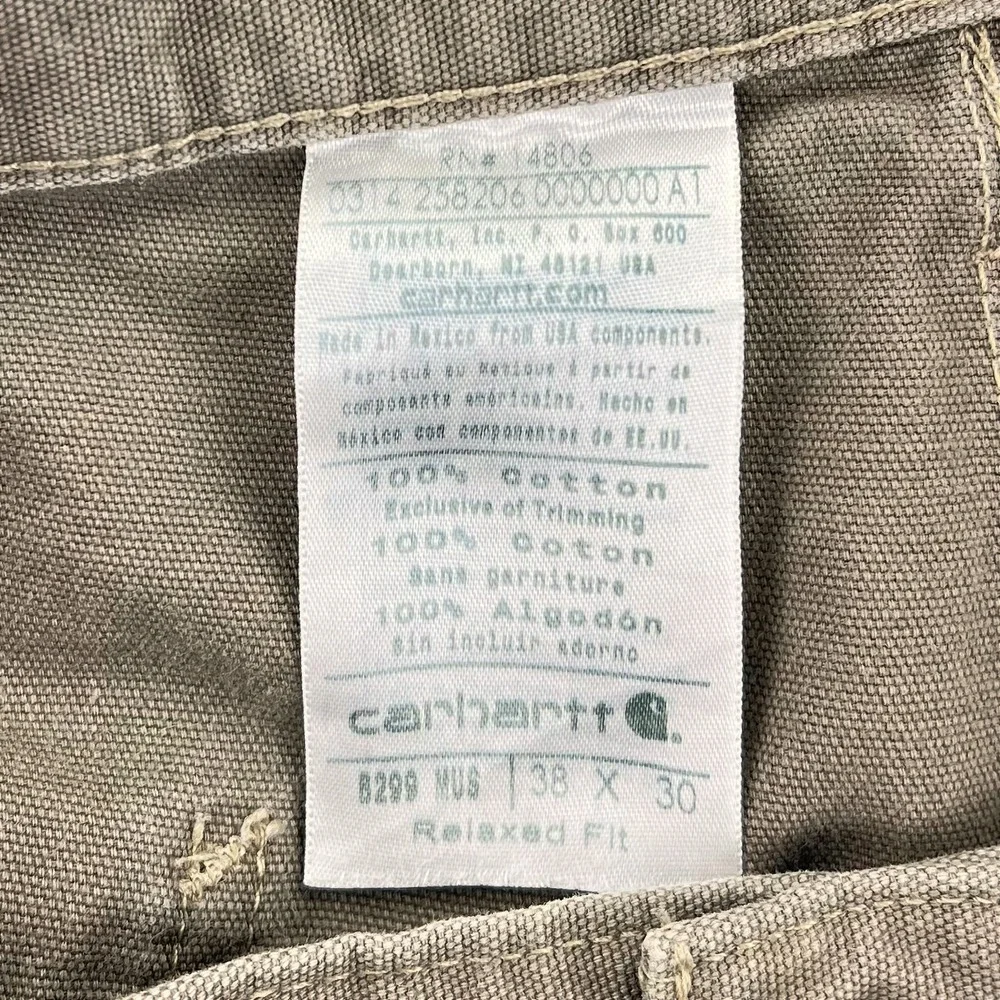 Carhartt‎ Relaxed Fit Work Pants Men's 38x30 Brown Cotton B299 MUS Baggy Utility
